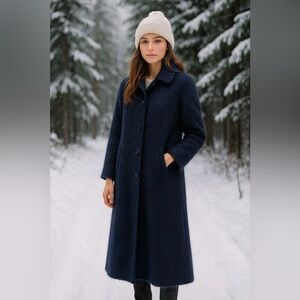 Appleseeds 80s Vintage USA Made Mohair Wool Button down Black long swing coat 14